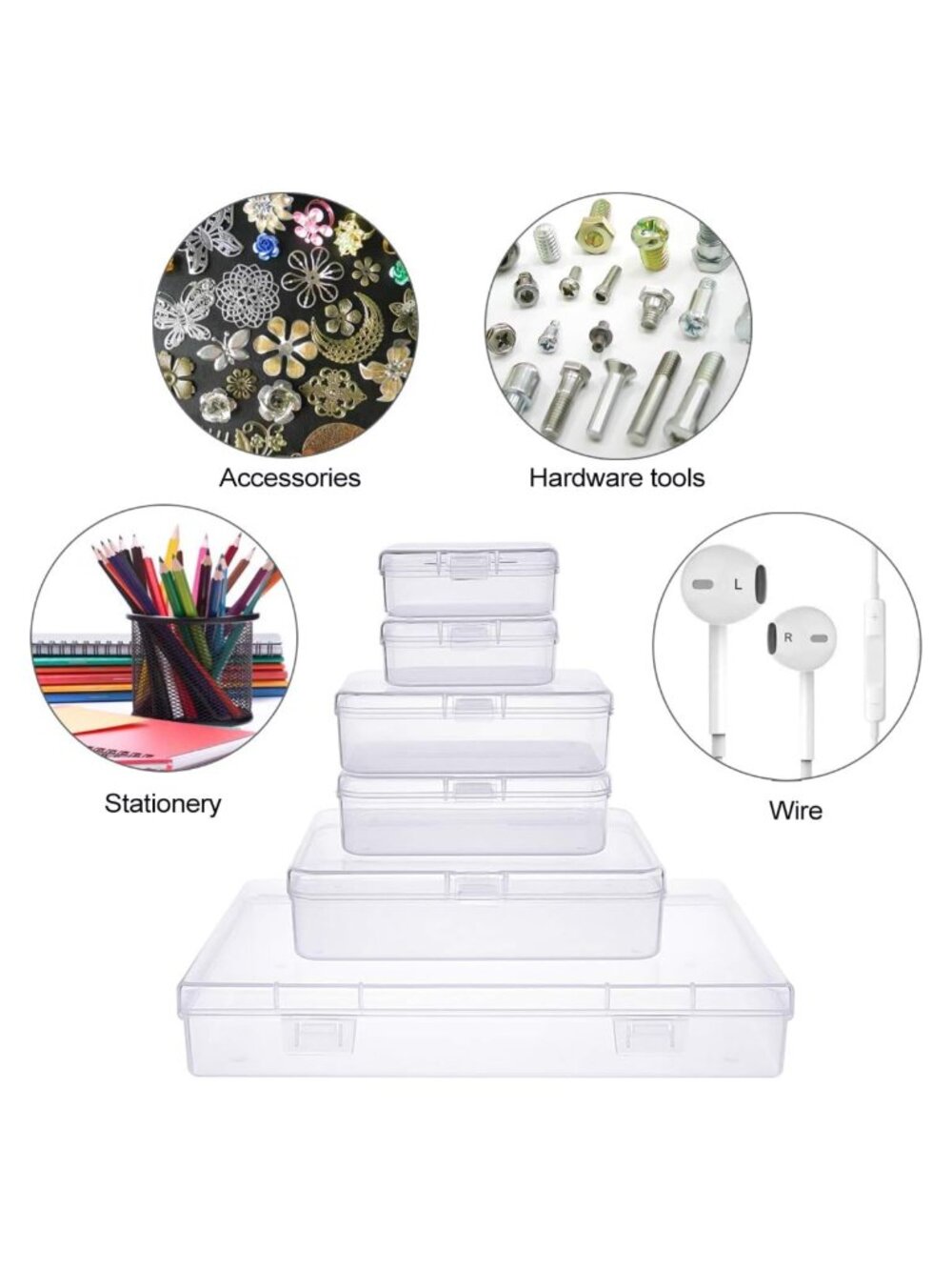 24pc Clear Plastic Organizer Boxes Rectangular Storage Containers - Picture 7 of 7